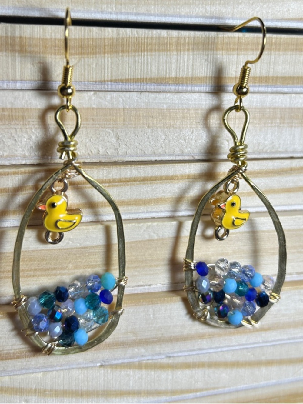 3/$25 Yellow Duck Bead Drop Earrings